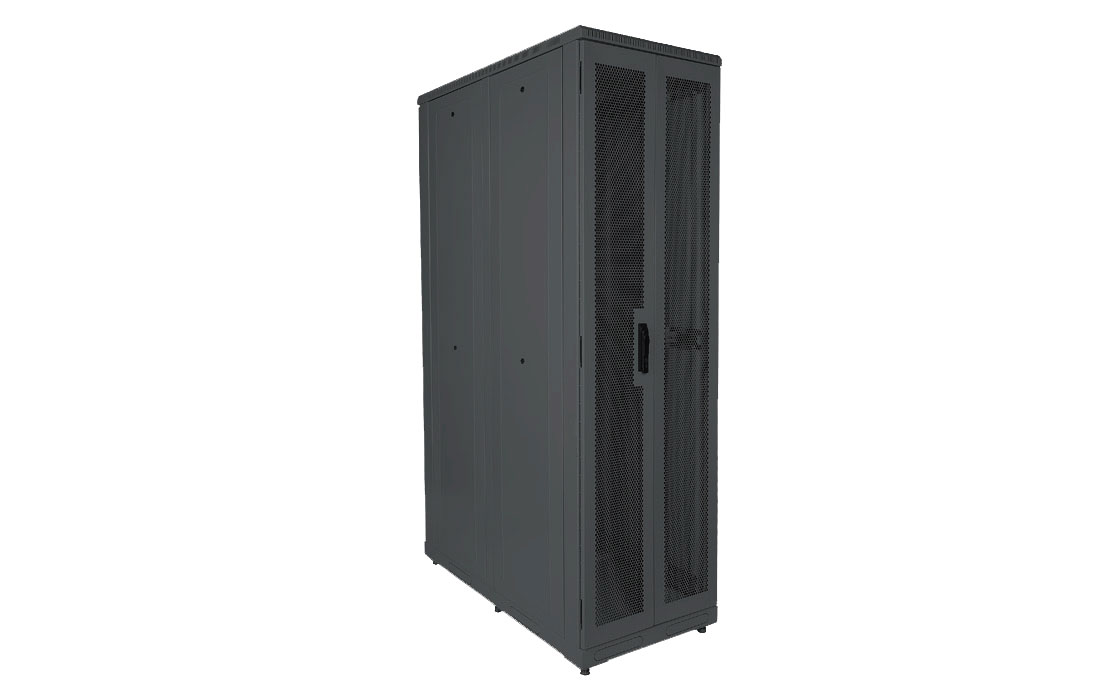 Шкаф телекоммуникационный напольный серверный 19",42U(600x1000) , ШТ-НП-С-42U-600-1000-П2П-Ч передняя дверь перфорипрованная,задняя перф.двойная черн.