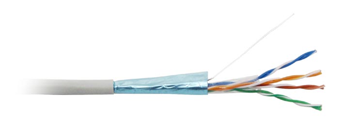 Кабель витая пара FUTP4-C5E-S24-IN-PVC-GY-305, 4 пары, категория 5е, одножильный