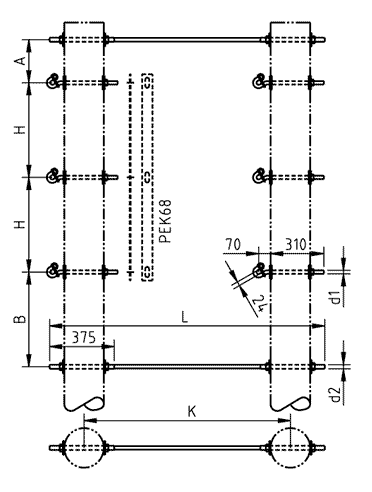 SH182 Траверса H550 K1200 L1600 d1 M20 d2 M24