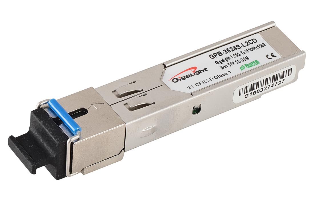 Оптический трансивер SFP WDM Gigalight 1.25G Tx1310/Rx1550 3km SC DDM