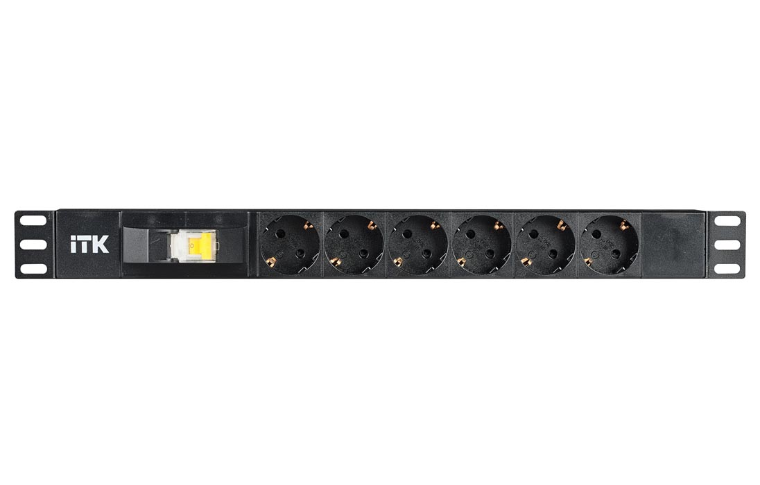 PH21-6D3 ITK PDU 6 роз. нем. ст. с автом.10А 1U, вх.С14 без каб. чер.