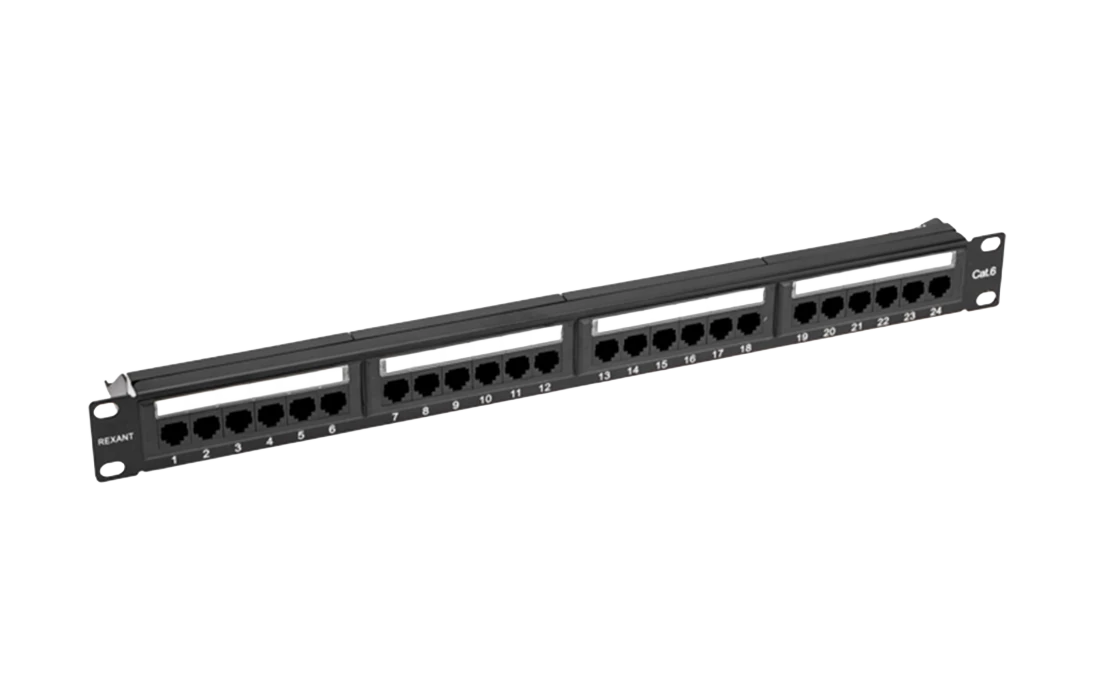 02-0231 REXANT PRO Патч-панель с кабельным органайзером 19", 1U, 24 порта, RJ-45, CAT 6, UTP
