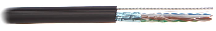 Кабель витая пара FUTP2-C5-S24-SW-OUT-PE-BK-500, 2 пары, категория 5, одножильный, внешний, с тросом