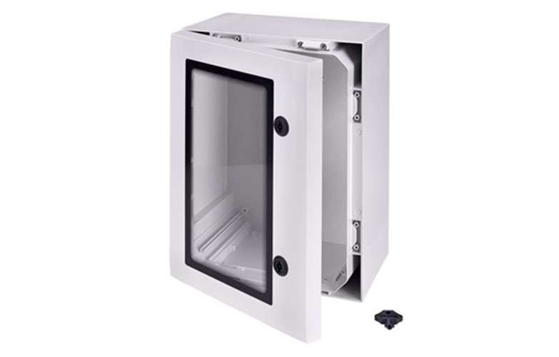 ARCA 403021W Шкаф, армированный PC, дверца с прозрачным смотровым окном, два замка, петли на длинной стороне