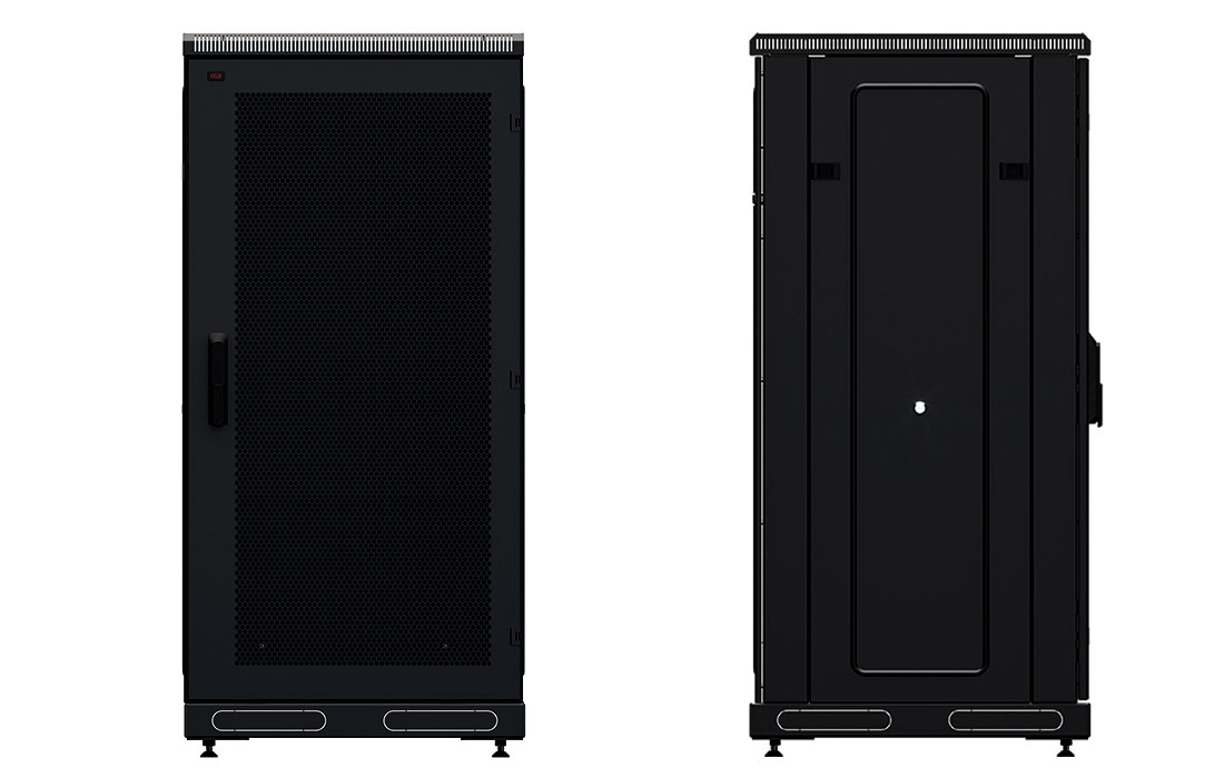 Шкаф телекоммуникационный напольный 19", 24U(600x1000), ШТ-НП-М-24U-600-1000-П-Ч, передняя дверь перфорация, черный ССД
