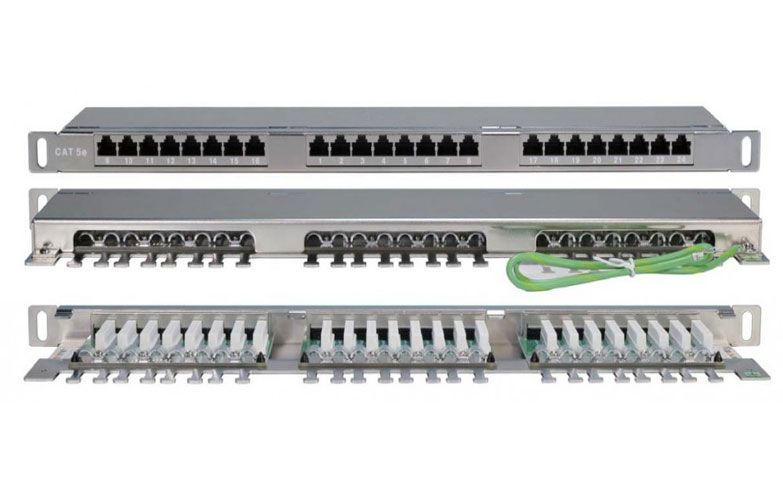 244077 Hyperline PPHD-19-24-8P8C-C5E-SH-110D Патч-панель высокой плотности 19", 0.5U, 24 порта RJ-45, категория 5E, Dual IDC, экранированная