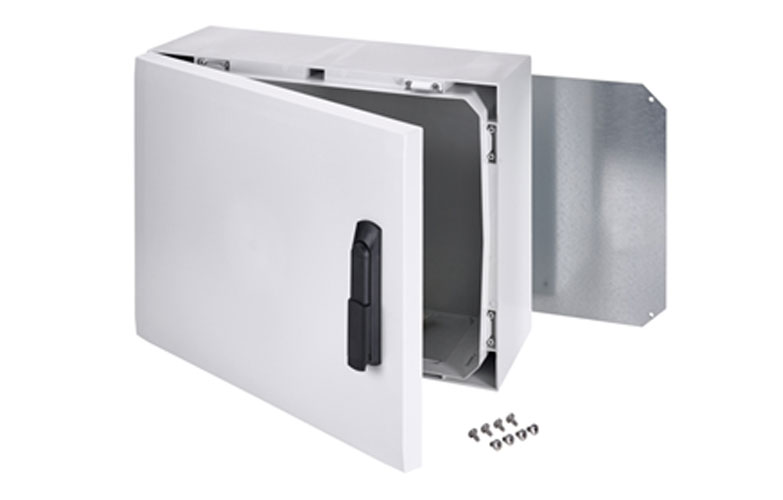 ARCA 608030S Шкаф, армированный PC, серая дверца, поворотная ручка, петли на короткой стороне