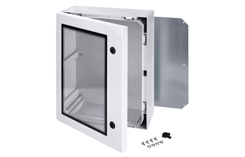 ARCA 806030W Шкаф, армированный PC, дверца с прозрачным смотровым окном, два замка, петли на длинной стороне