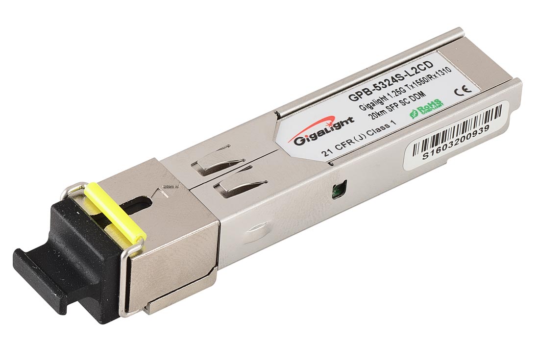 Оптический трансивер SFP WDM Gigalight 1.25G Tx1550/Rx1310 20km SC DDM