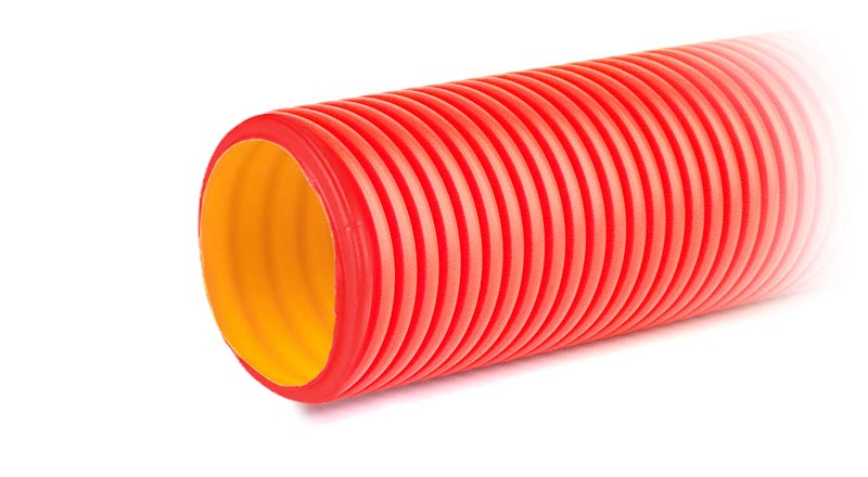 160920-6K Двустенная труба ПНД жесткая для кабельной канализации д.200мм, SN6, 450Н,  6м, цвет красный