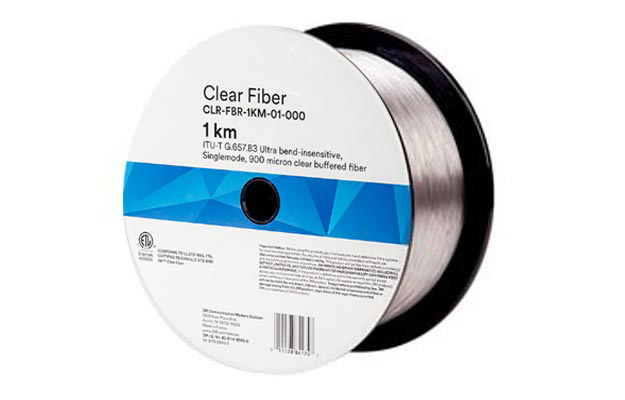 7100086525/80611498058 CLR-FBR-1KM-01-000 Clear Fiber Оптическое волокно, прозрачный буфер 900um, G.657 B3, катушка 1 км