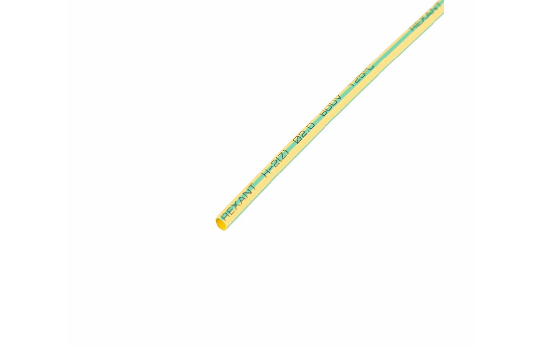 20-2007 Термоусадочная трубка REXANT 2,0/1,0 мм, желто-зеленая, упаковка 50 шт. по 1 м