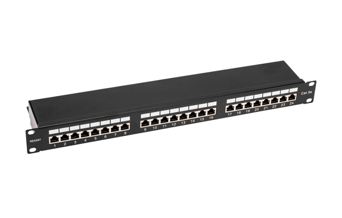 02-0041 REXANT PRO Патч-панель 19", 1U, 24 порта, STP, RJ-45, CAT 5e