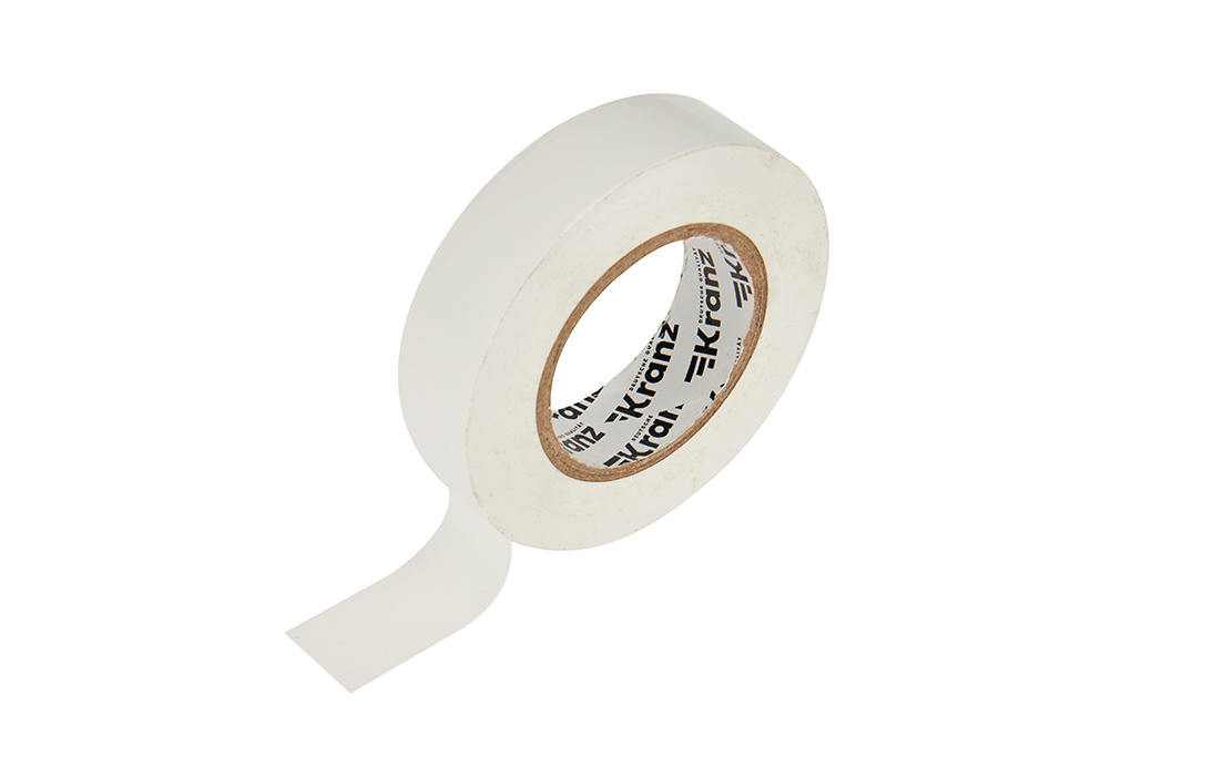 KR-09-2201 Изолента ПВХ KRANZ 19 мм х 25 м, белая, упаковка 5 роликов
