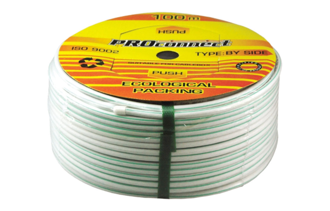 01-2431-6 Кабель коаксиальный PROconnect SAT 703 B, Cu/Al/Cu, 64%, 75 Ом, бухта 100 м, белый