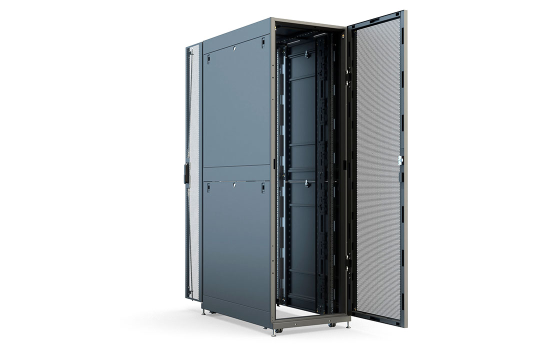 Шкаф телеком. напольный серверный ЦОД 19",42U(800x1000) , ШТ-НП-СЦД-42U-800-1000-П2П передняя дверь перфорированная,задняя перф.двойная. RAL9005