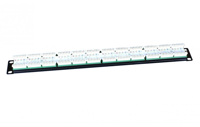 246095 Hyperline PP3-19-24-8P8C-C5E-110D Патч-панель 19", 1U, 24 порта RJ-45, категория 5e, Dual IDC, ROHS, цвет черный