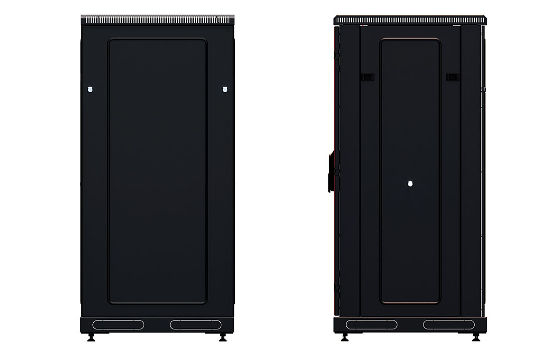 Шкаф телекоммуникационный напольный 19", 24U(800x1000), ШТ-НП-М-24U-800-1000-С-Ч, передняя дверь стекло, черный ССД