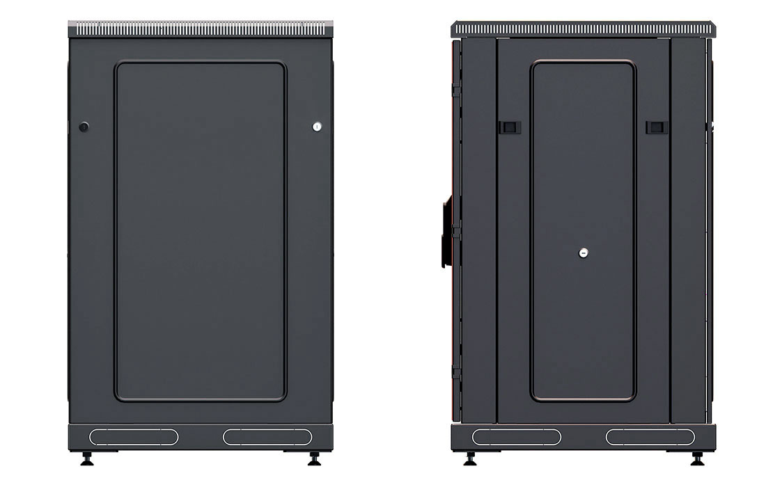 Шкаф телекоммуникационный напольный 19",18U(800x800), ШТ-НП-М-18U-800-800-М-Ч, передняя дверь металл, черный ССД