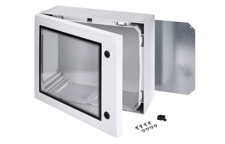 ARCA 608030W Шкаф, армированный PC, дверца с прозрачным смотровым окном, два замка, петли на короткой стороне