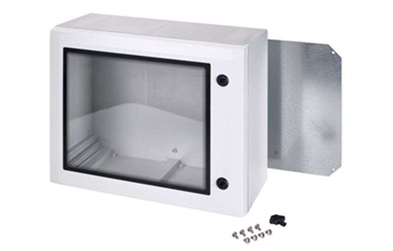 ARCA 304015W Шкаф, армированный PC, дверца с прозрачным смотровым окном, два замка, петли на короткой стороне