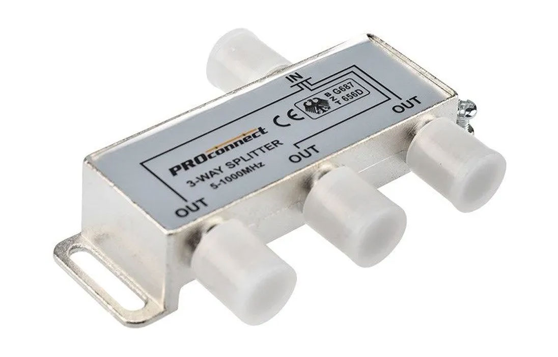 05-6022 ДЕЛИТЕЛЬ  ТВ х 3 под F разъём 5-1000 МГц  PROCONNECT