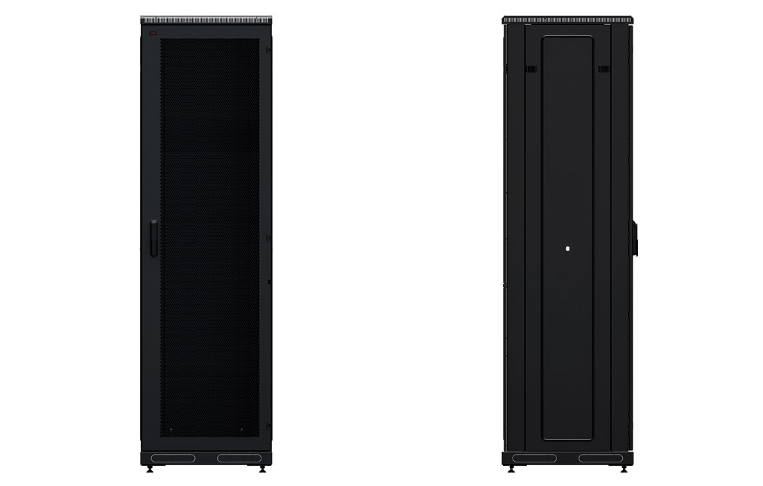 Шкаф телекоммуникационный напольный 19", 42U(600x800), ШТ-НП-М-42U-600-800-П-Ч, передняя дверь перфорация, черный ССД