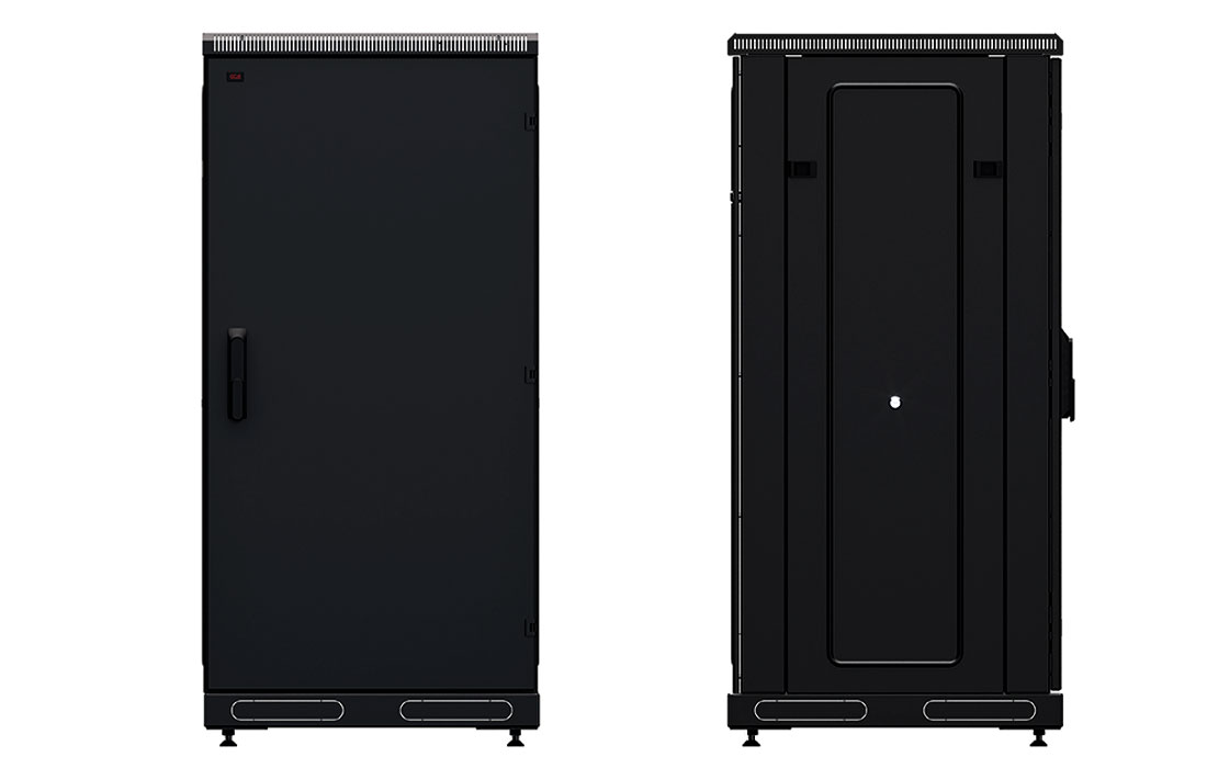 Шкаф телекоммуникационный напольный 19", 24U(800x800), ШТ-НП-М-24U-800-800-М-Ч, передняя дверь металл, черный ССД