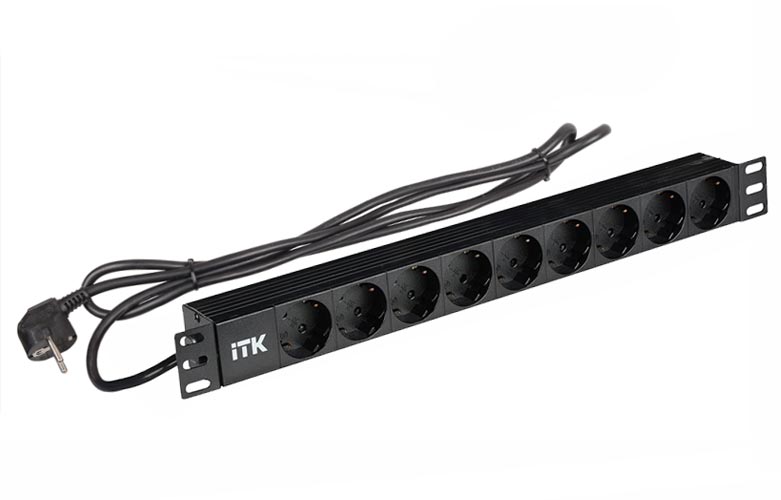 PH22-9D1 ITK PDU 9 розеток нем. ст, 1U, шнур 2м вилка нем. ст ал.проф