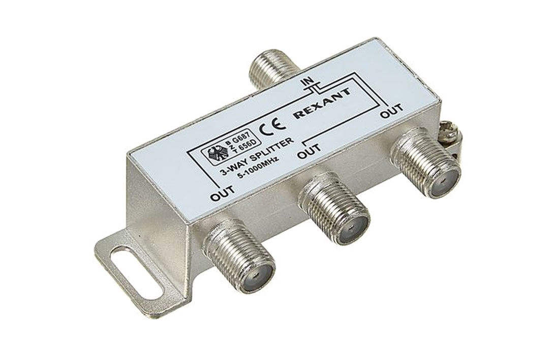 05-6002 ДЕЛИТЕЛЬ  ТВ х 3 под F разъём 5-1000 МГц  REXANT